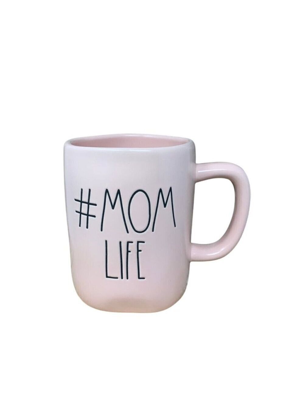 Rae Dunn Hashtag Mom Life Mug Large Pink Matte Ceramic Coffee Mug Gift
